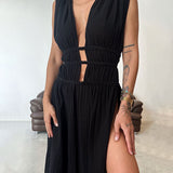 Bettina | Texturiertes Kleid mit Schlitz