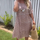 Sabine | Midi-Kleid mit kurzen Ärmeln