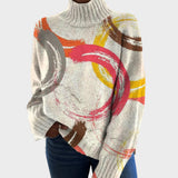 Edeltraud | Rollkragenpullover mit abstraktem Kunstmuster
