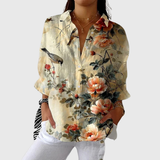 Ruth | Bluse in Creme mit Rosenmuster
