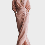Marta | Maxikleid aus Leinen mit V-Ausschnitt