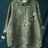 Rose | Legere Damenbluse mit Wald- und Tiermotiv
