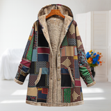 Käthe | Gefütterte Kapuzenjacke im dunklen Patchwork-Design