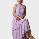 Bettina | Maxikleid mit Neckholder und Rüschen