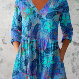 Elvira | Longbluse in Blau mit V-Ausschnitt