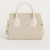 Strohtasche fur Damen – Geflochtene Handtasche mit Blumenakzenten