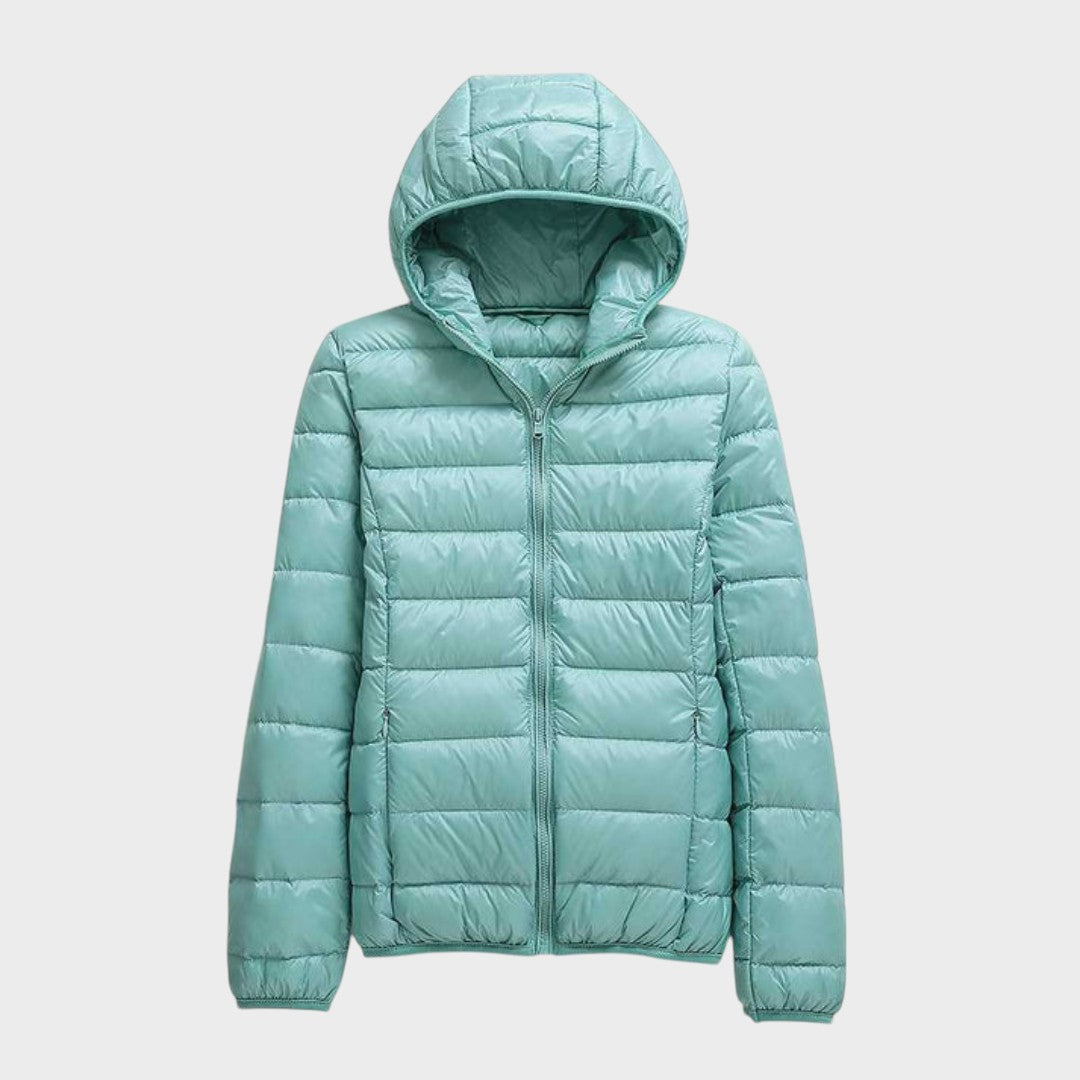 Leichte Steppjacke mit Kapuze in Mint