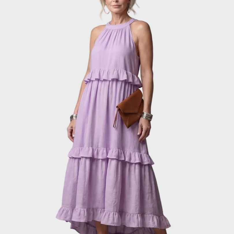 Bettina | Maxikleid mit Neckholder und Rüschen
