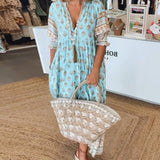 Silke | Florales Midi-Kleid mit V-Ausschnitt
