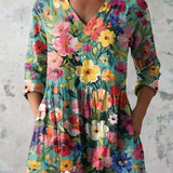 Evelina | Longbluse mit mehrfarbigem Muster