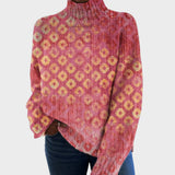 Lara | Rollkragenpullover mit feinem Muster in Altrosa