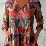Marieke | Gemusterte Longbluse mit Druck