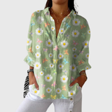Doris | Bluse in Salbeigrün mit zarten Blüten