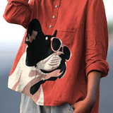 Paula | Legeres T-Shirt mit dekorativem Französische-Bulldogge-Motiv