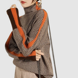 Elfriede | Rollkragenpullover in Orange und Grün