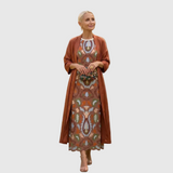 Helene | Langes Blumenkleid mit passender Weste