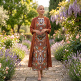 Helene | Langes Blumenkleid mit passender Weste