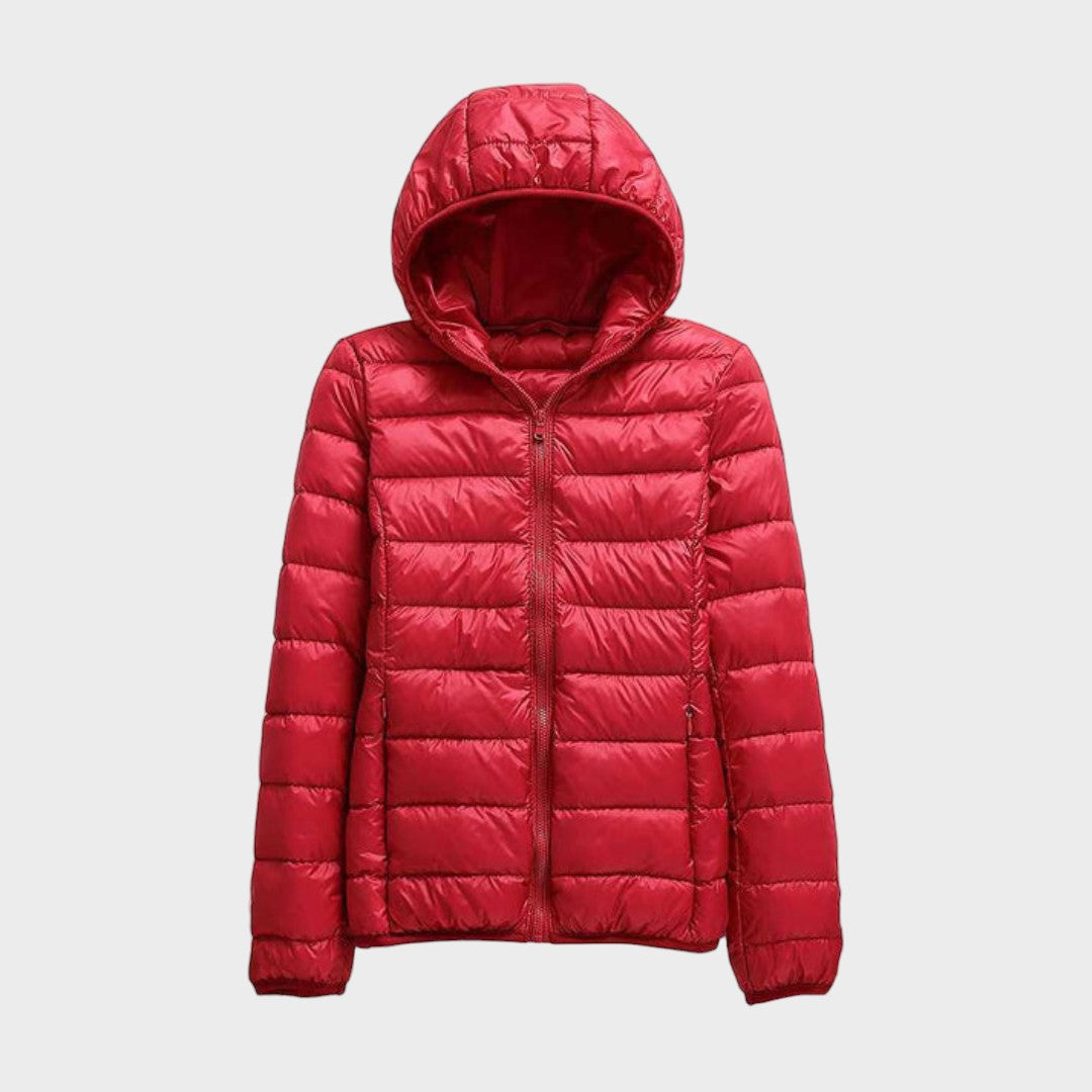 Leichte Steppjacke mit Kapuze in Rot