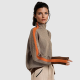 Elfriede | Rollkragenpullover in Orange und Grün