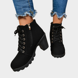 Minna | Stiefelette mit Blockabsatz in Rotwein