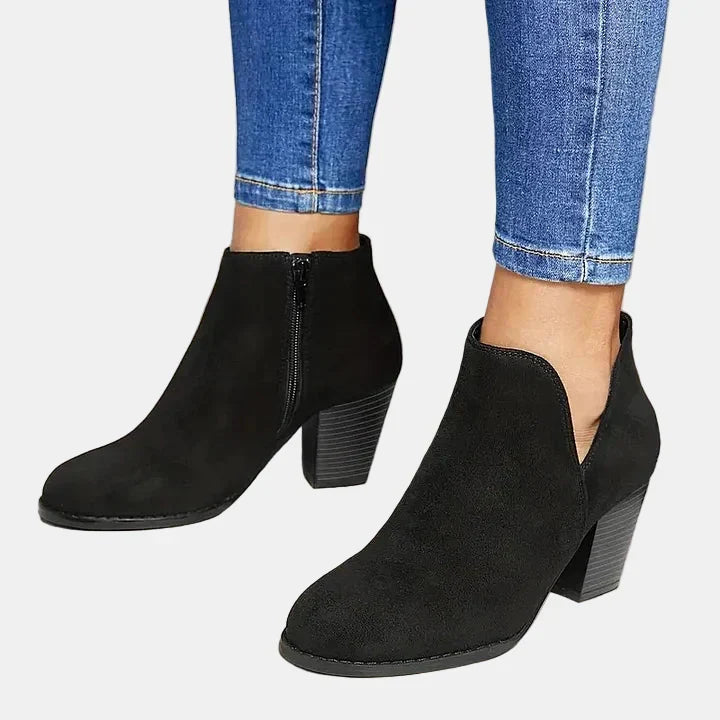 Selma | Stiefelette mit Blockabsatz in Beige