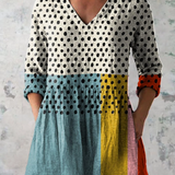 Evelyn | Gemusterte Longbluse mit V-Ausschnitt