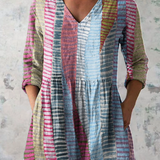 Rosemarie | Bunte Longbluse mit V-Ausschnitt