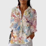 Marianne | Bluse in Creme mit zartem Blütenschleier