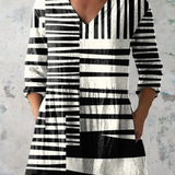 Mona | Longbluse in Schwarz-Weiß