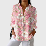 Lieselotte | Weiße Bluse mit Rosendruck
