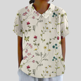 Herta | Florales Oberteil mit Polokragen