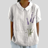 Birgit | Blumenshirt mit Polokragen