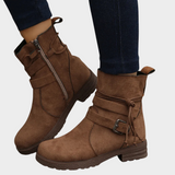 Almut | Stiefelette mit niedrigem Absatz in Dunkelgrau