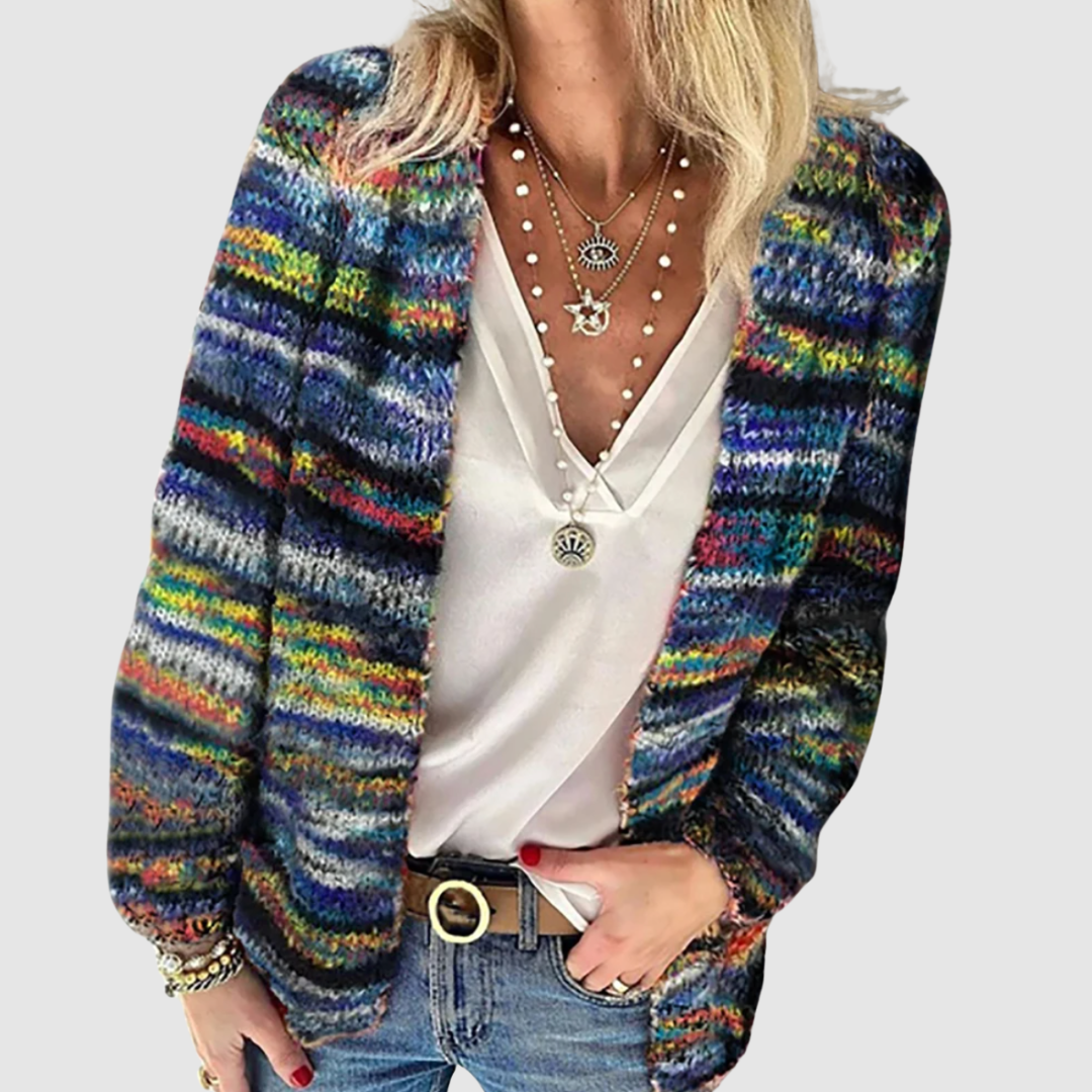 Nikola - Angenehme mehrfarbige Strickjacke