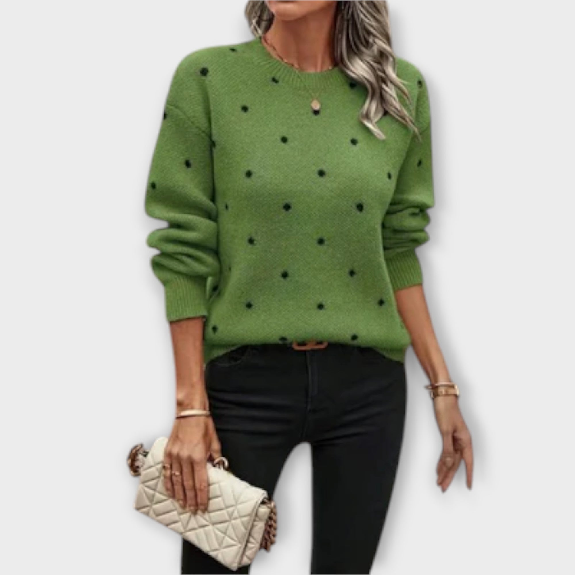 Ava – lockerer Pullover mit langen Ärmeln im Punktedesign
