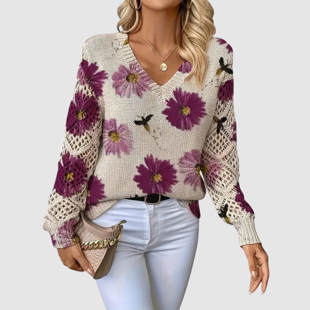 Meda - Eleganter Pullover mit floralem Muster