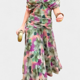 Nina | Langes Blumenkleid mit V-Ausschnitt