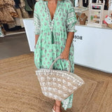 Silke | Florales Midi-Kleid mit V-Ausschnitt