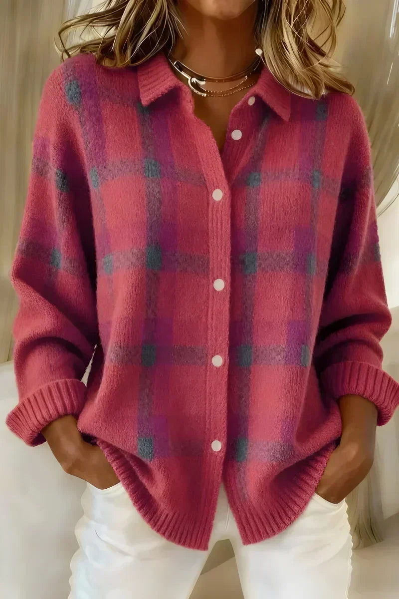Wilhelmine – klassische Karo-Hemdjacke in Rot und Dunkelblau – Elara München