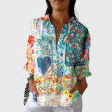 Beate | Bluse mit buntem Blütenkonfetti