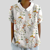Henriette | Blumenshirt mit Polokragen