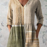 Brunhilde | Bunte Longbluse mit V-Ausschnitt
