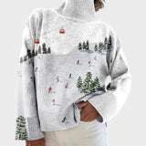 Franziska | Rollkragenpullover mit zartem Druck in Weiß