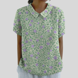 Leonore | Blumenshirt mit Polokragen