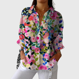 Hannelore | Bluse mit Aquarell-Blüten in Rosa und Flieder