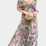 Nina | Langes Blumenkleid mit V-Ausschnitt