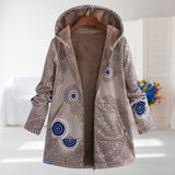 Mechthild | Gefütterte Kapuzenjacke in Beige mit Kreismuster