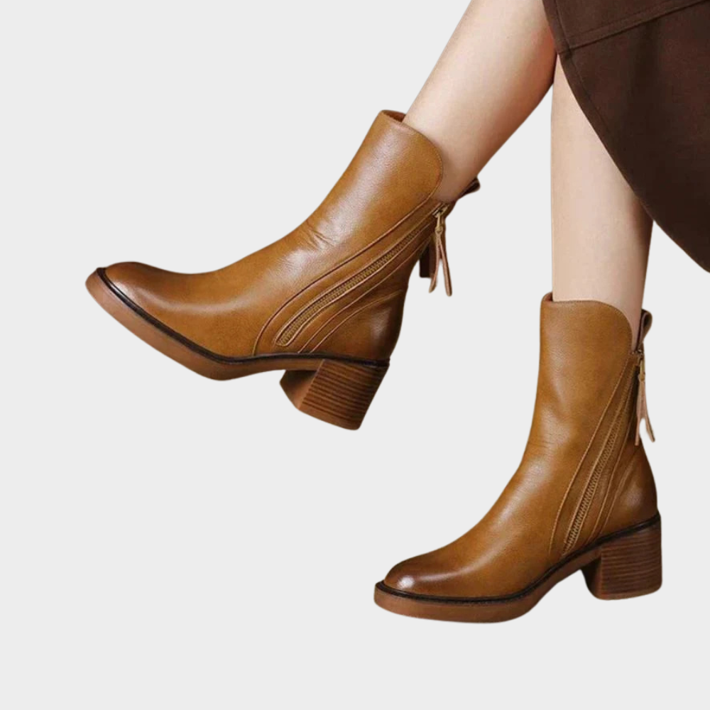 Thea | Leder-Stiefelette mit Absatz