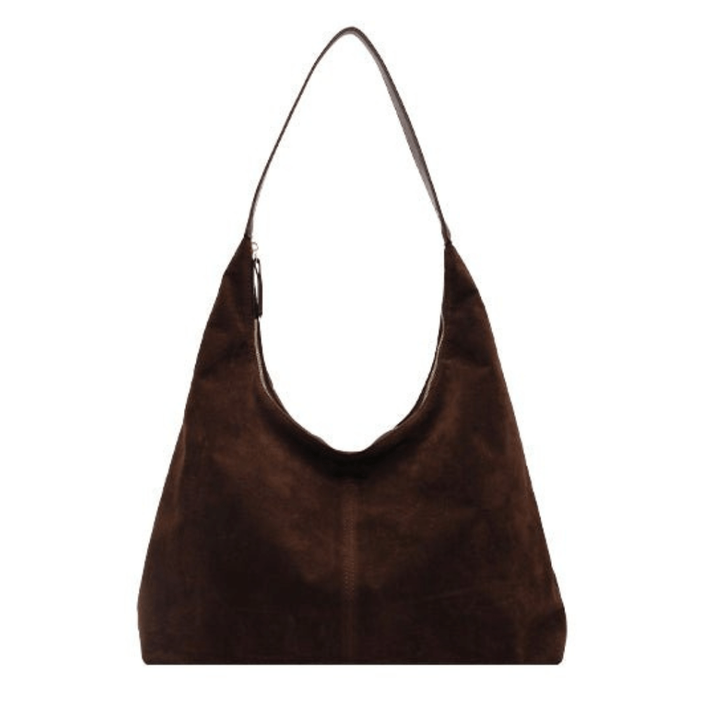 Damenhandtasche aus veganem Wildleder mit Reißverschluss