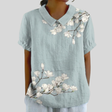 Charlotte | Florales Oberteil mit Polokragen